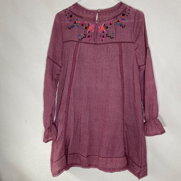 Umgee M Pink Long‎ Sleeve Embroidered Boho Tunic Dress Boho Cottagecore - Picture 10 of 16